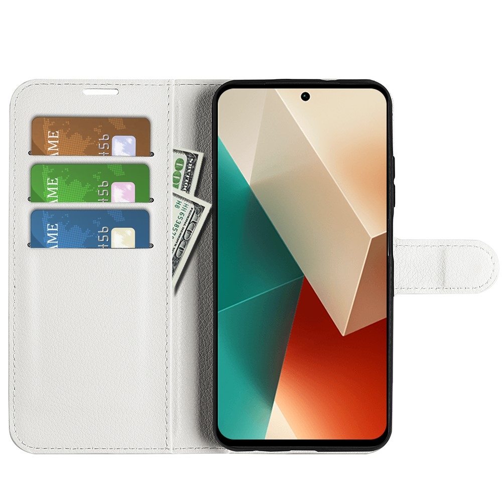 Litchi knížkové pouzdro na Xiaomi Redmi Note 13 5G - bílé
