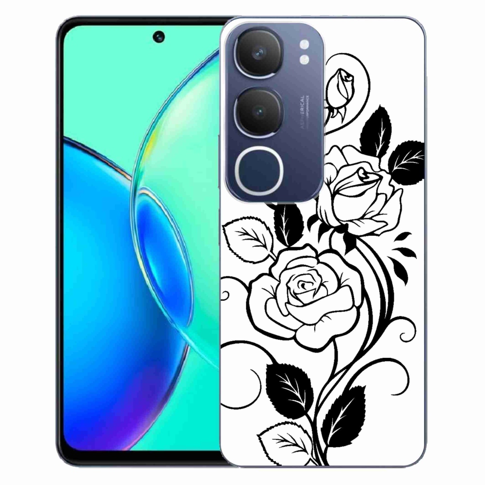 Gelový kryt mmCase na Vivo Y19s - černobílá růže