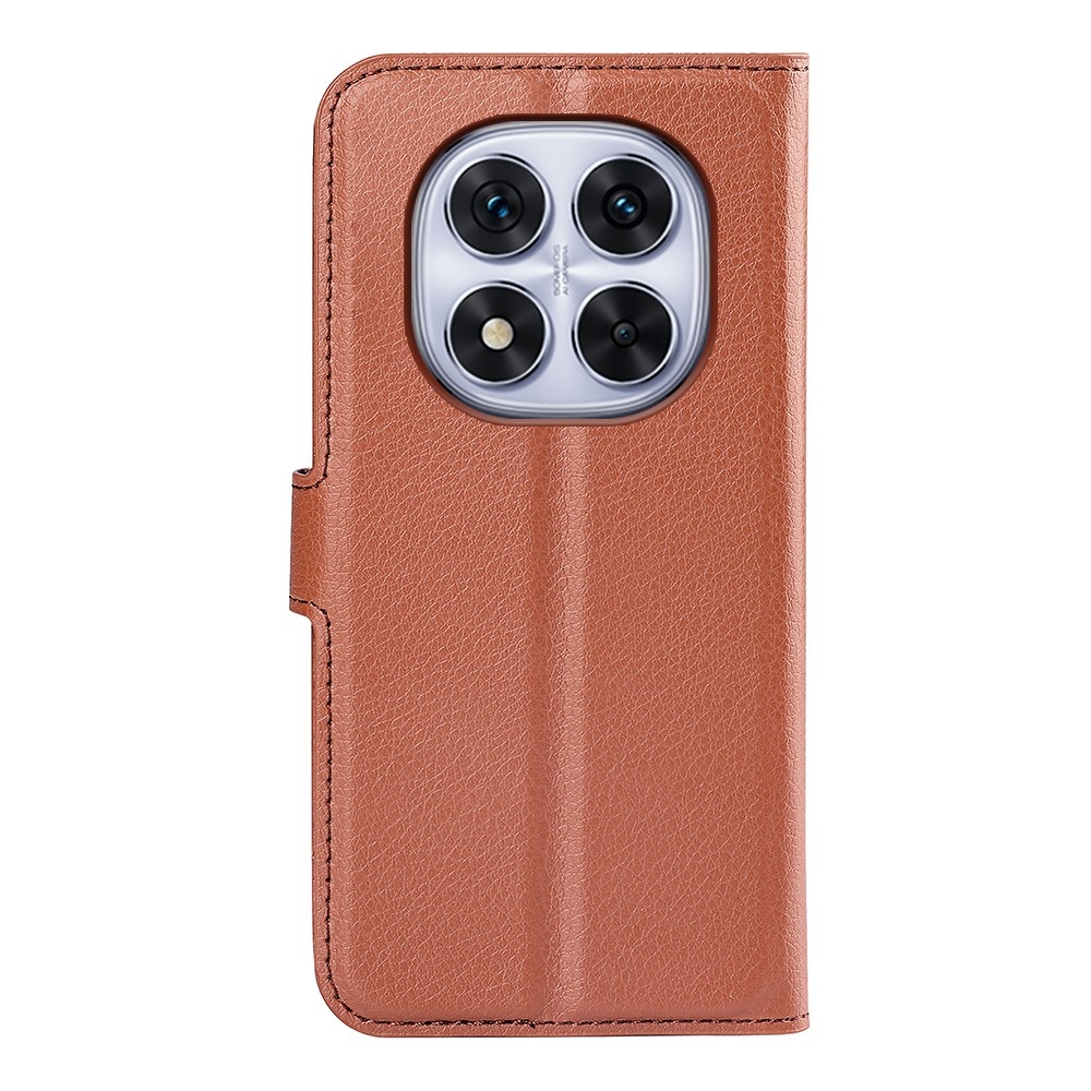 Litchi knížkové pouzdro na Xiaomi Redmi Note 14 Pro 5G/Poco X7 5G - hnědé