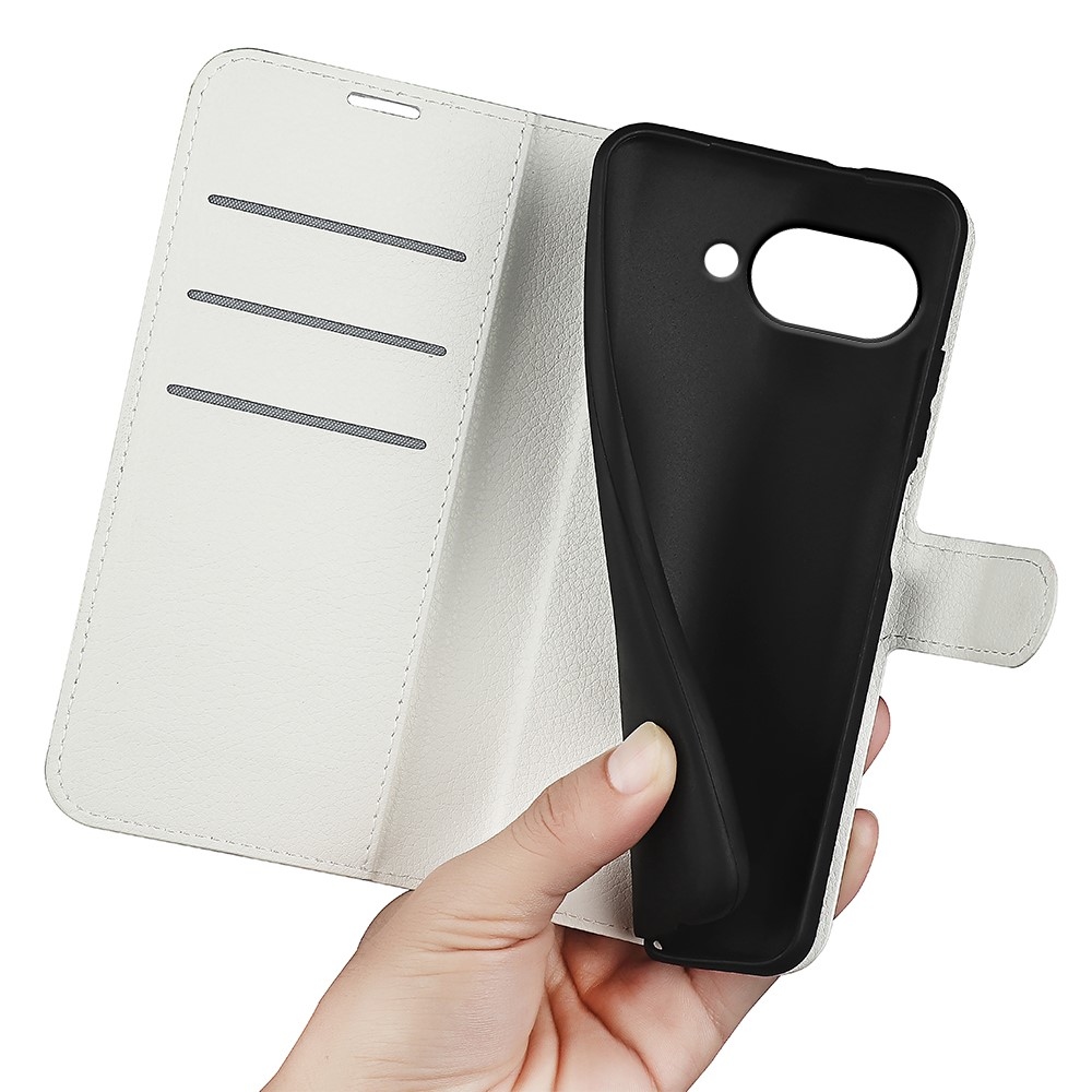 Litchi knížkové pouzdro na Google Pixel 9a - bílé