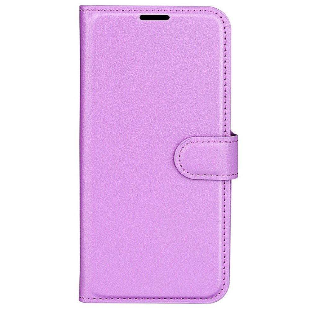 Litchi knížkové pouzdro na iPhone 16 - fialové