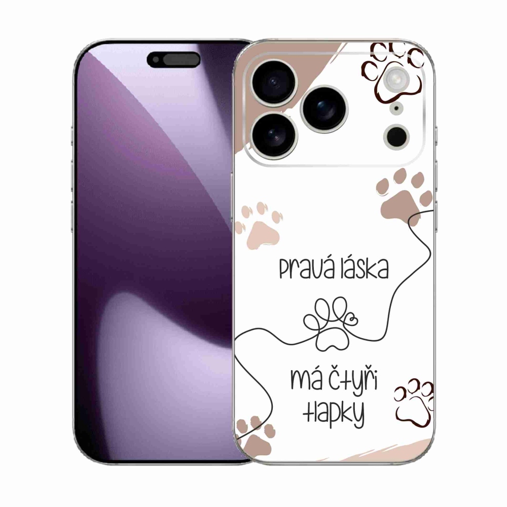 Gelový kryt mmCase na iPhone 17 Pro - psí motiv 1 bílé pozadí