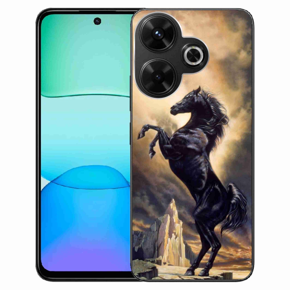 Gelový kryt mmCase na Xiaomi Redmi 13 4G/Poco M6 4G - černý kreslený kůň