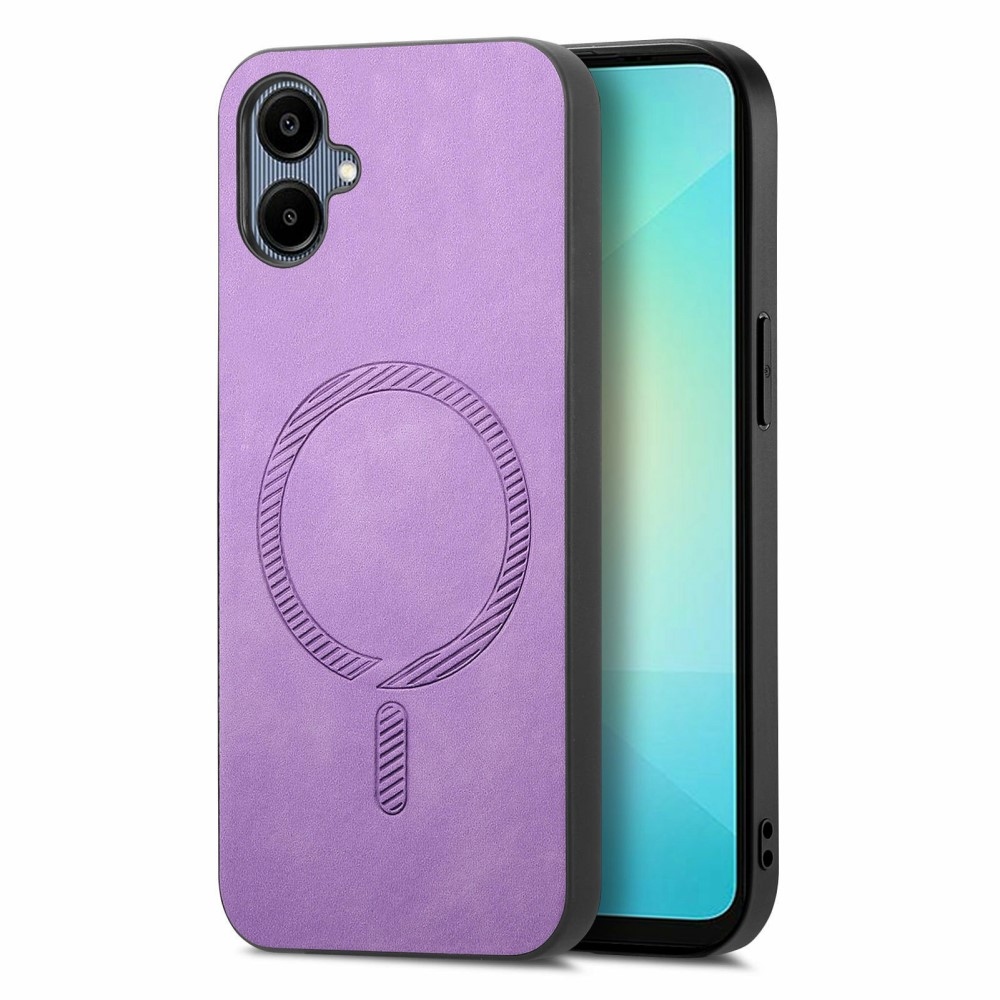 Skiny gelový obal s umělou kůží a podporou MagSafe na Samsung Galaxy A06 4G - fialový