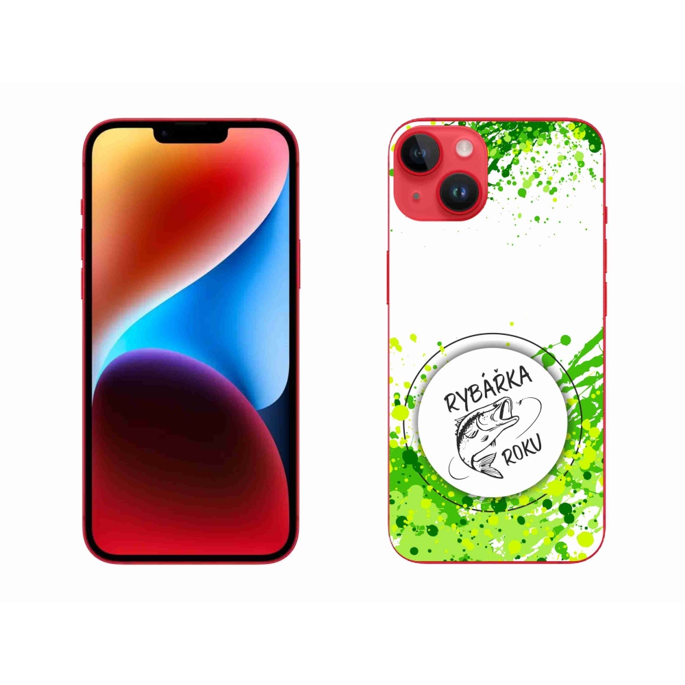Gelový kryt mmCase na iPhone 14 Plus - rybářka roku bílé pozadí