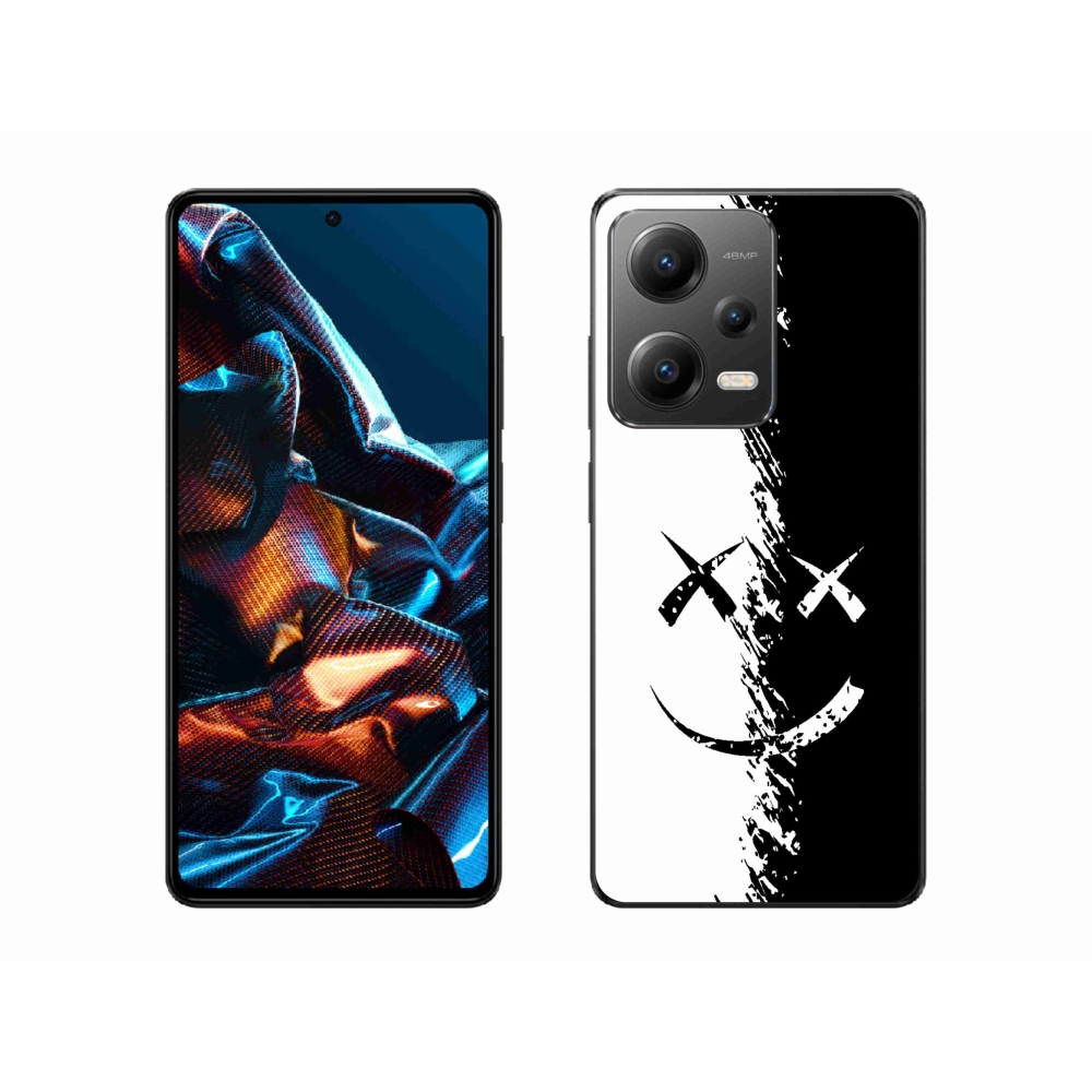 Gelový kryt mmCase na Xiaomi Redmi Note 12 Pro 5G - černobílý smajlík
