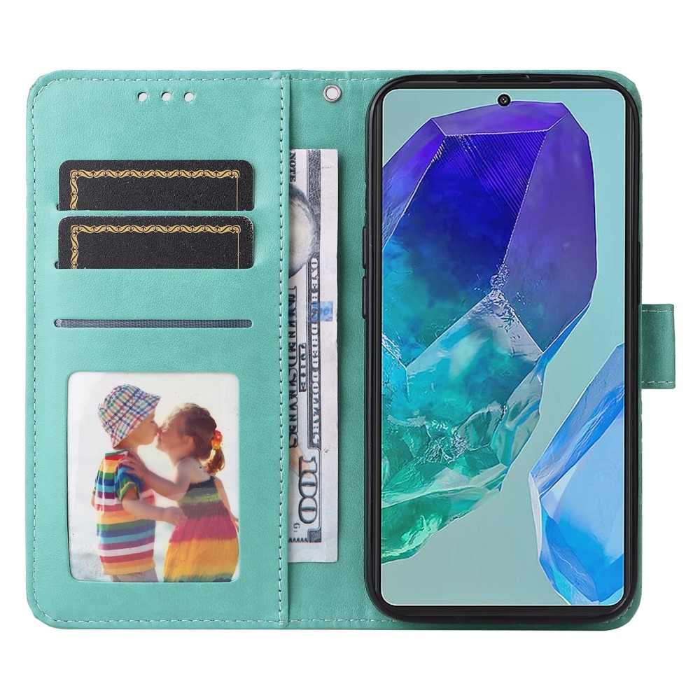 Sunflower knížkové pouzdro na Samsung Galaxy M55 5G - modrozelené