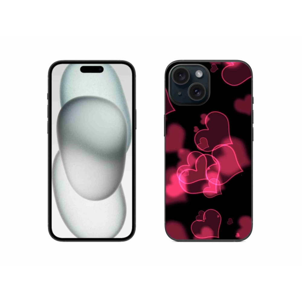 Gelový kryt mmCase na iPhone 15 - červená srdíčka