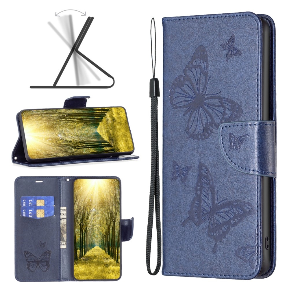 Butterfly knížkové pouzdro na iPhone 15 - modré
