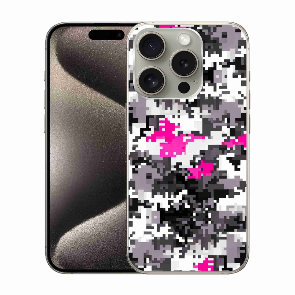 Gelový kryt mmCase na iPhone 15 Pro - maskáčový vzor 4