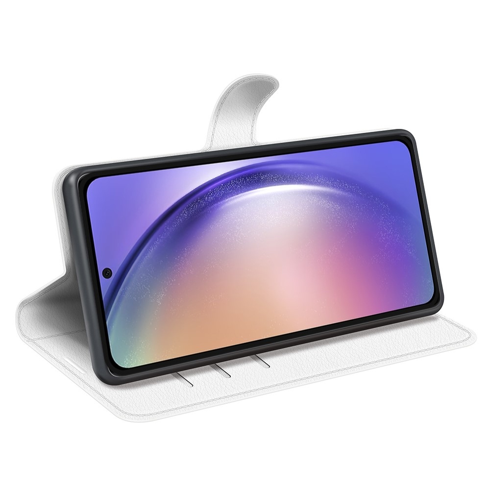 Litchi knížkové pouzdro na Samsung Galaxy A55 5G - bílé