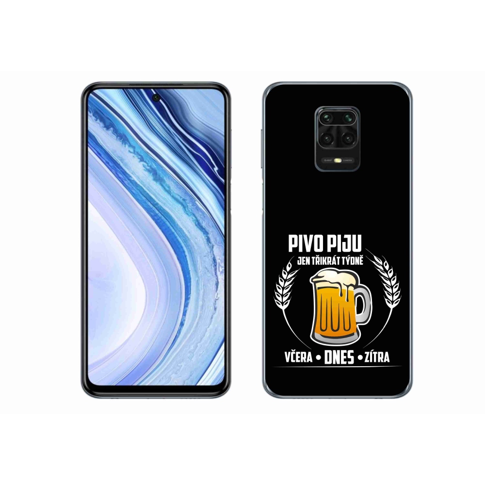 Gelový kryt mmCase na Xiaomi Redmi Note 9 Pro - pivní motiv černé pozadí