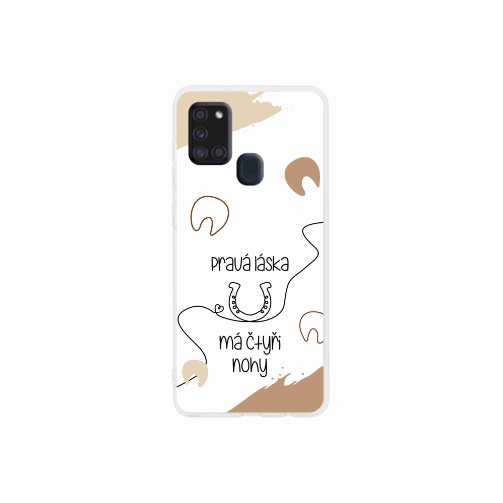 Gelový kryt mmCase na Samsung Galaxy A21s - koňský motiv bílé pozadí