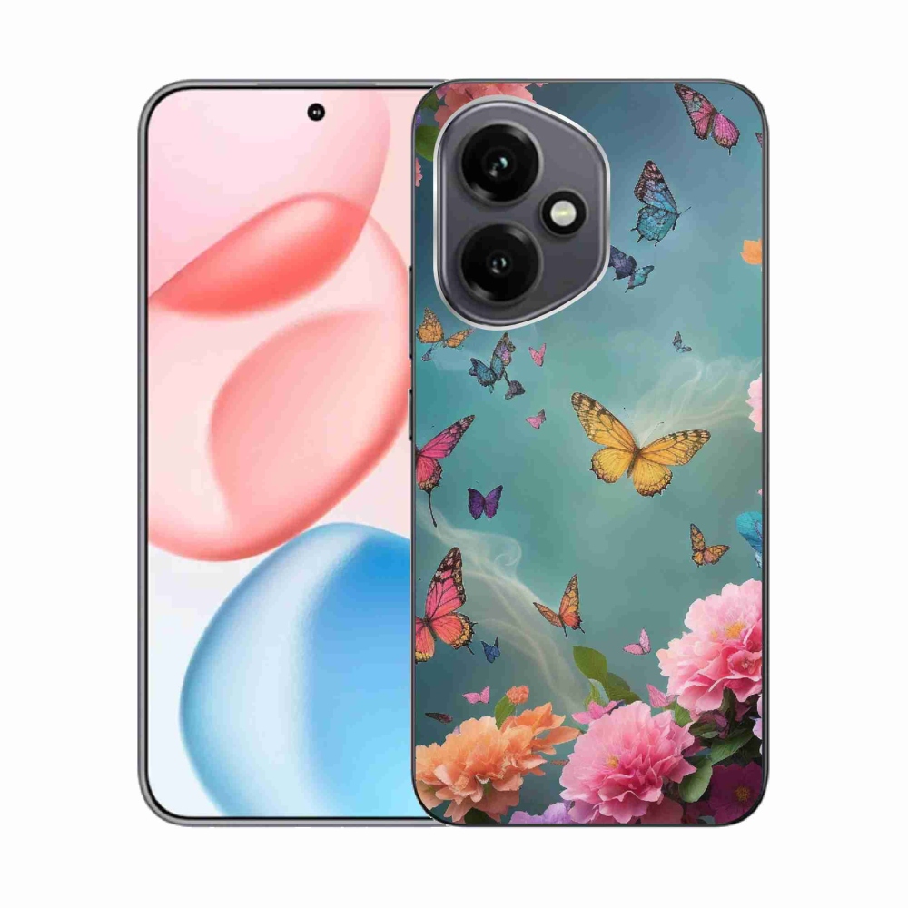 Gelový kryt mmCase na Honor 400 - barevné květy a motýli