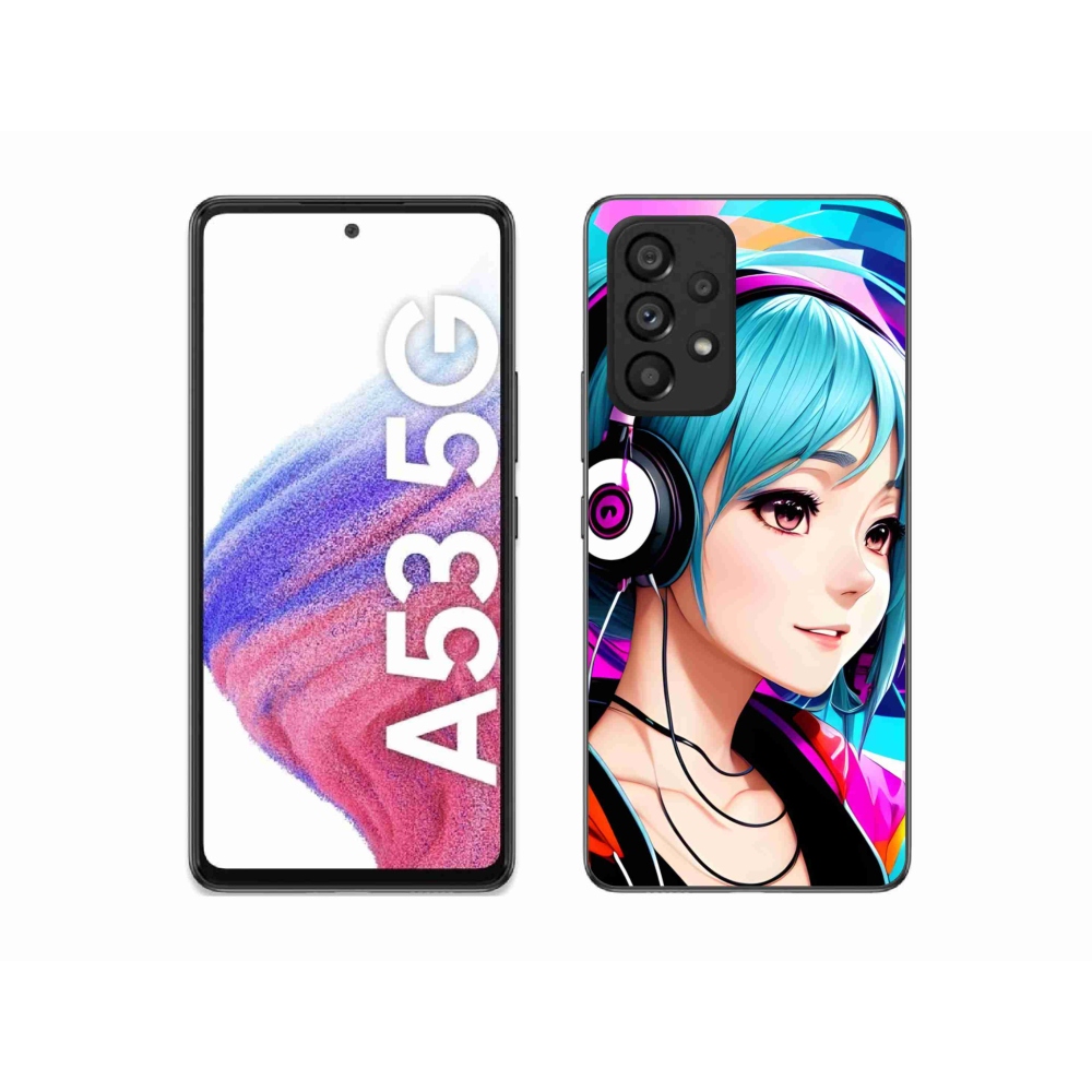 Gelový kryt mmCase na Samsung Galaxy A53 5G - dívka se sluchátky