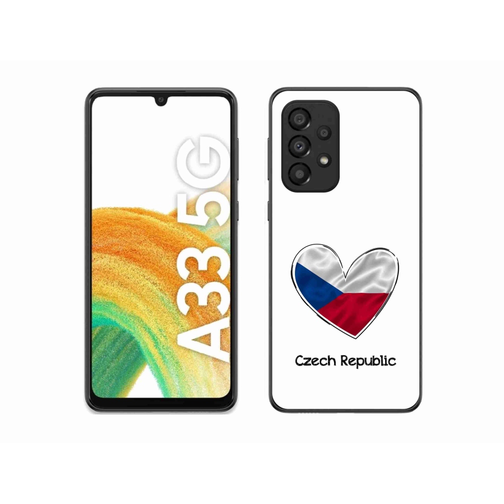 Gelový kryt mmCase na Samsung Galaxy A33 5G - vlajka srdce bílé pozadí
