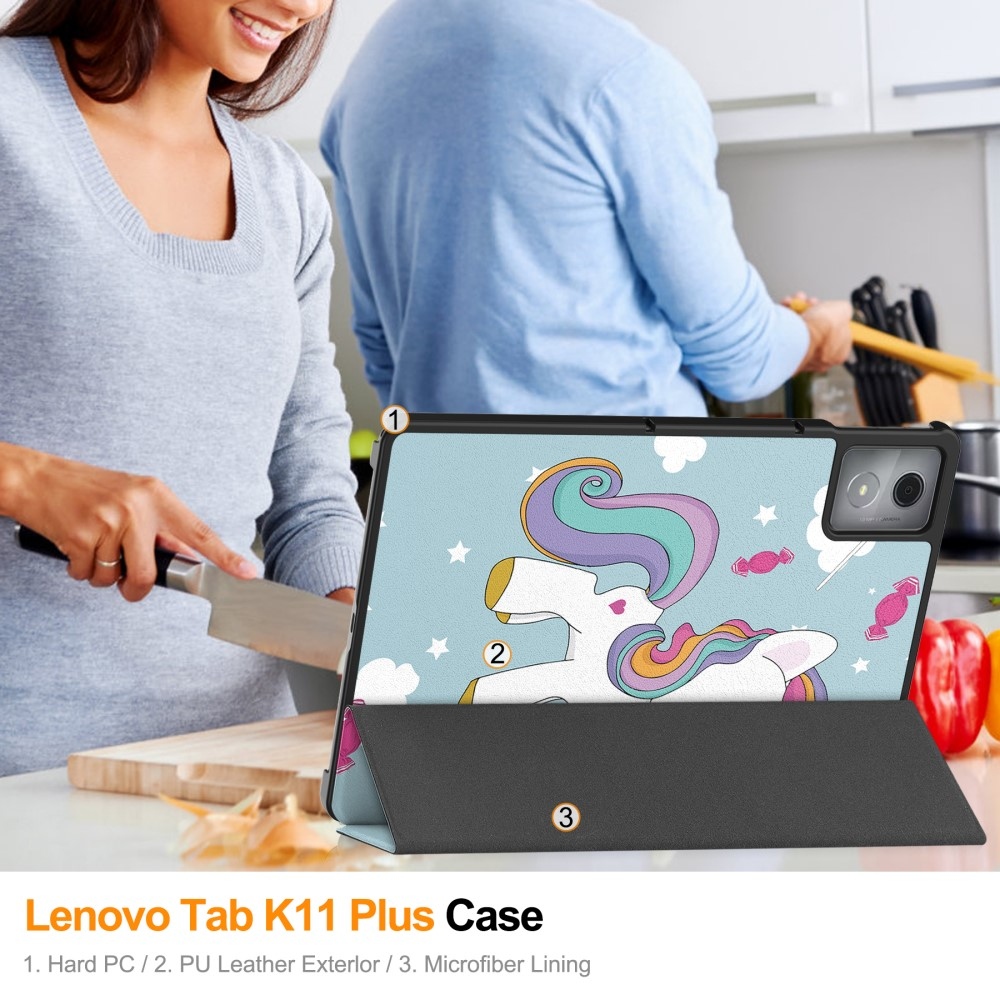 Patte chytré zavírací pouzdro na Lenovo Tab K11 Plus - jednorožec
