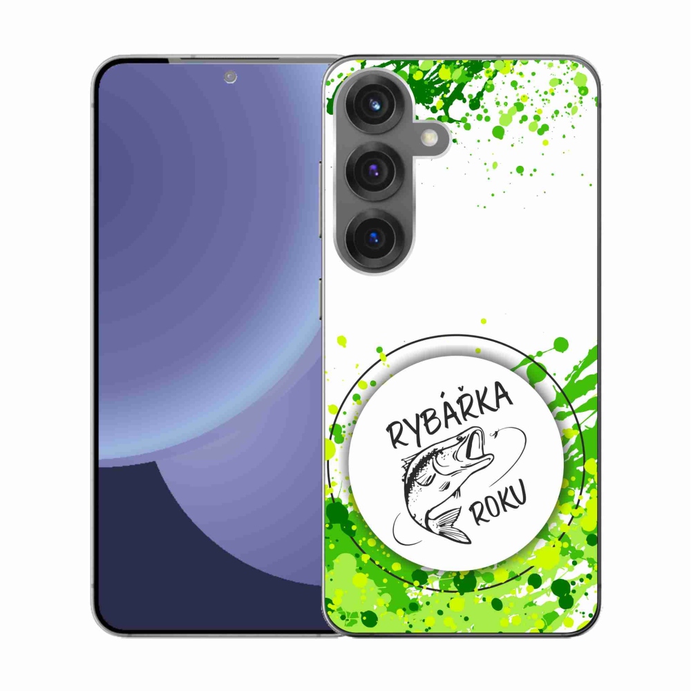 Gelový kryt mmCase na Samsung Galaxy S25 - rybářka roku bílé pozadí