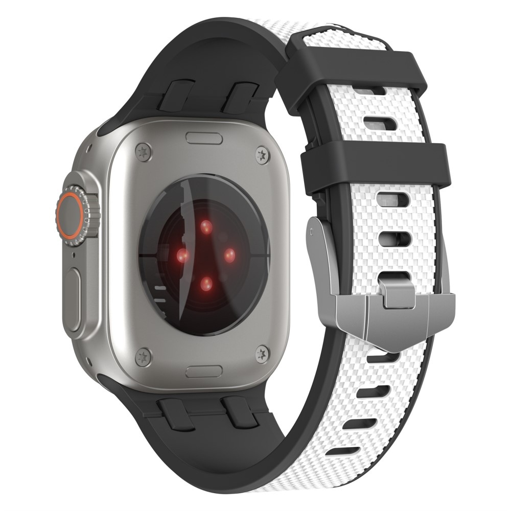 Sports silikonový řemínek na Apple Watch Ultra/Ultra 2 49mm/SE/SE 2022/2023 44mm/9/8/7 45mm/6/5/4 44mm/3/2/1 42 mm - černý/bílý