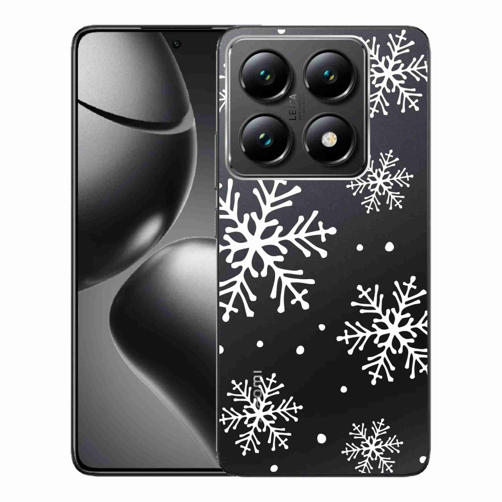 Gelový kryt mmCase na Xiaomi 14T Pro - bílé vločky na průhledném pozadí