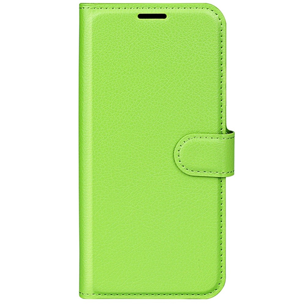 Litchi knížkové pouzdro na iPhone 16 Plus - zelené