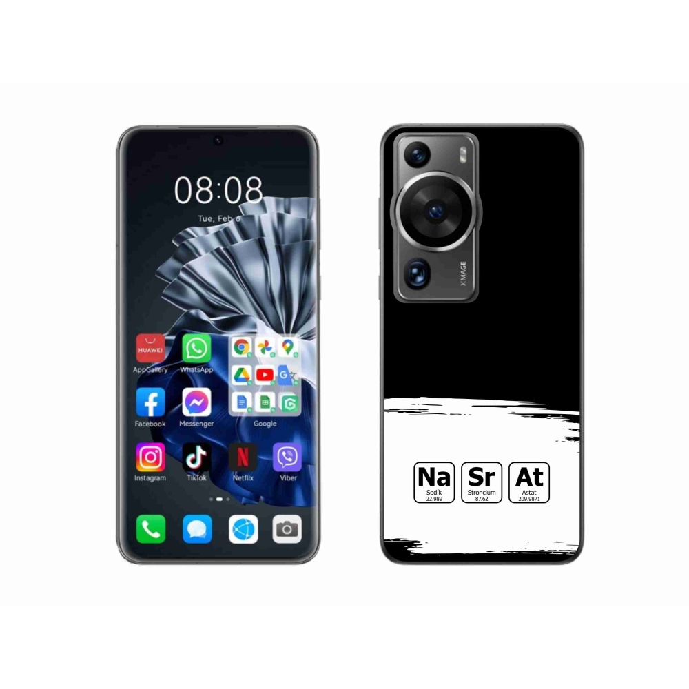Gelový kryt mmCase na Huawei P60 Pro - chemické prvky bíločerné pozadí