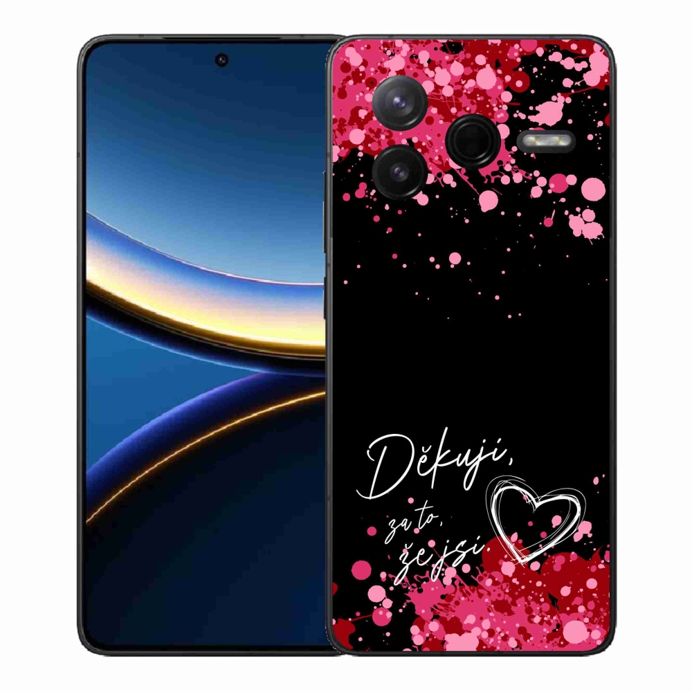 Gelový kryt mmCase na Xiaomi Poco F7 Pro - zamilovaný text 2 černé pozadí