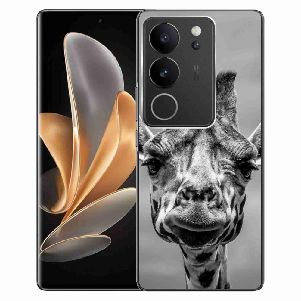 Gelový kryt mmCase na Vivo V29 5G - černobílá žirafa