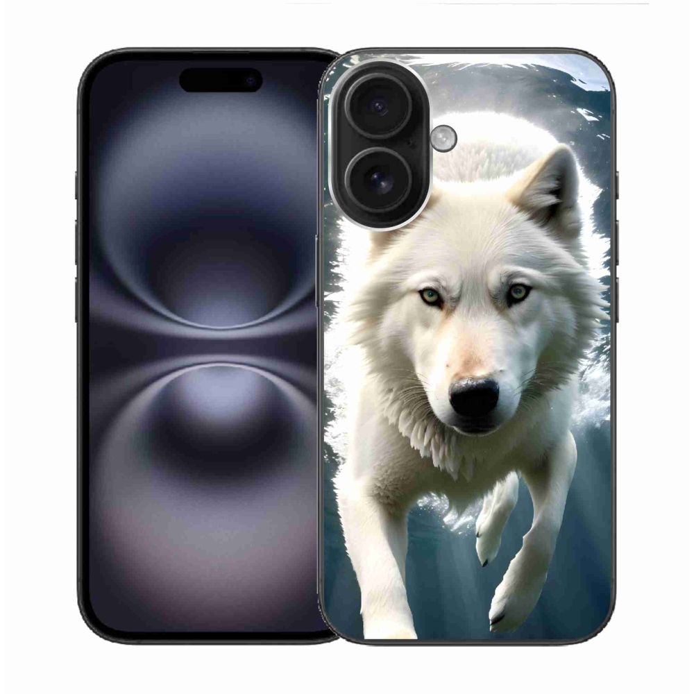 Gelový kryt mmCase na iPhone 16 - bílý vlk