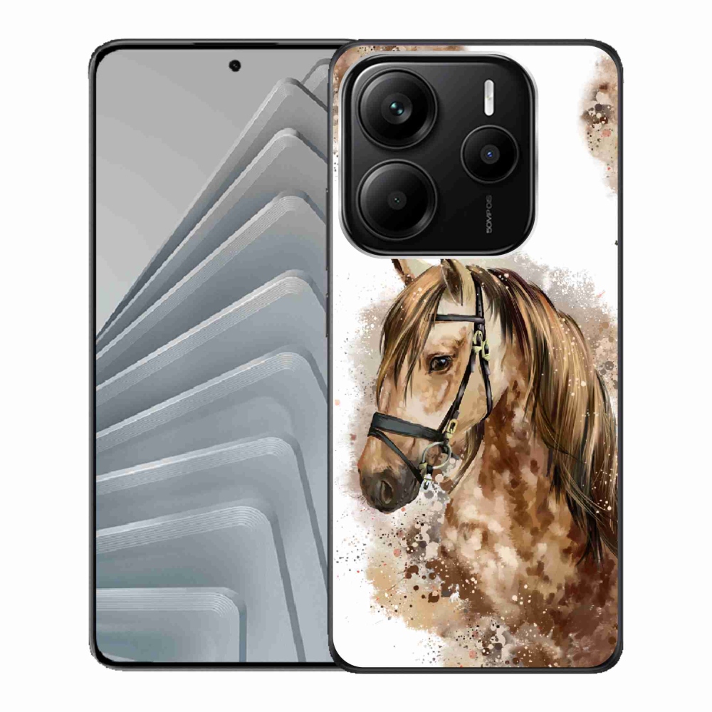 Gelový kryt mmCase na Xiaomi Redmi Note 14 5G - hnědý kreslený kůň