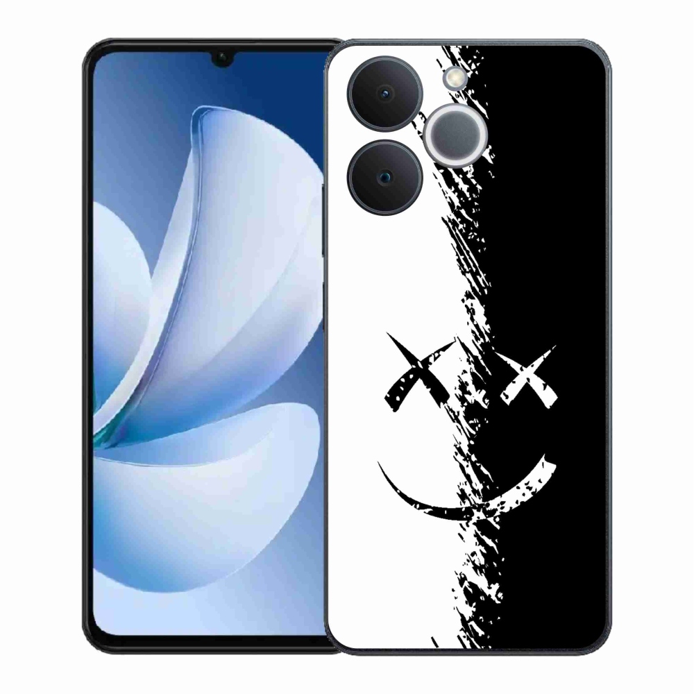 Gelový kryt mmCase na Realme Note 70T - černobílý smajlík
