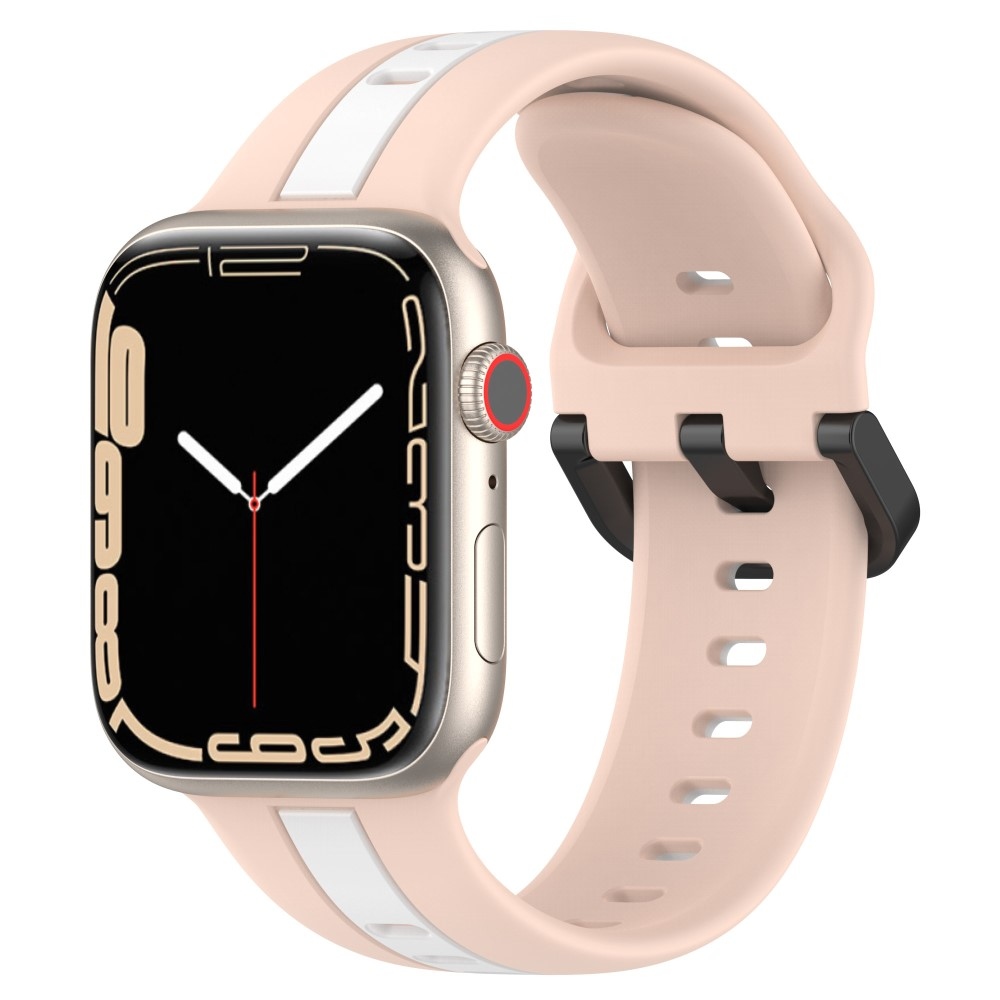 Strap silikonový řemínek na Apple Watch Ultra/Ultra 2 49mm/SE/SE 2022/2023 44mm/9/8/7 45mm/6/5/4 44mm/3/2/1 42 mm - růžový/bílý