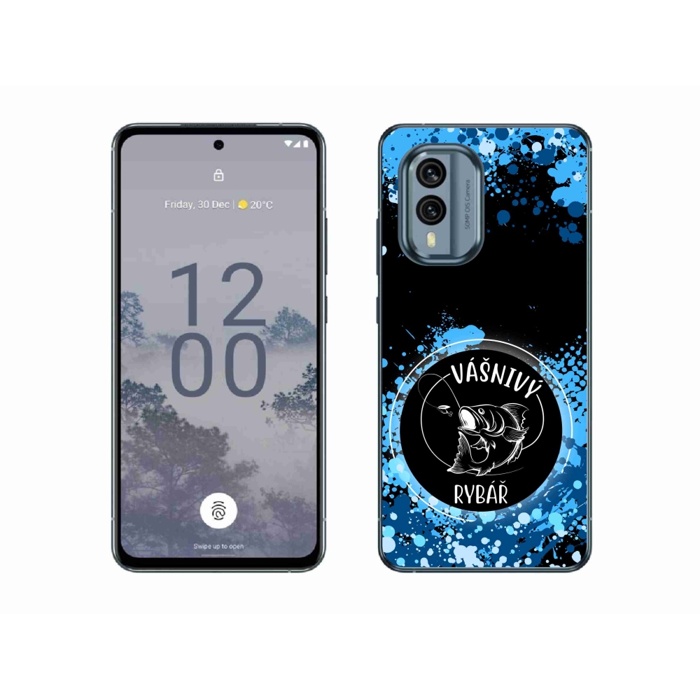 Gelový kryt mmCase na Nokia X30 5G - vášnivý rybář černé pozadí