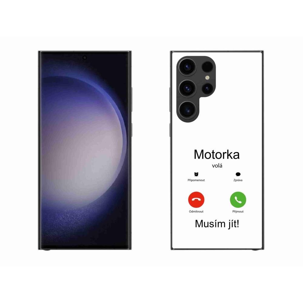 Gelový kryt mmCase na Samsung Galaxy S23 Ultra 5G - motorka volá bílé pozadí