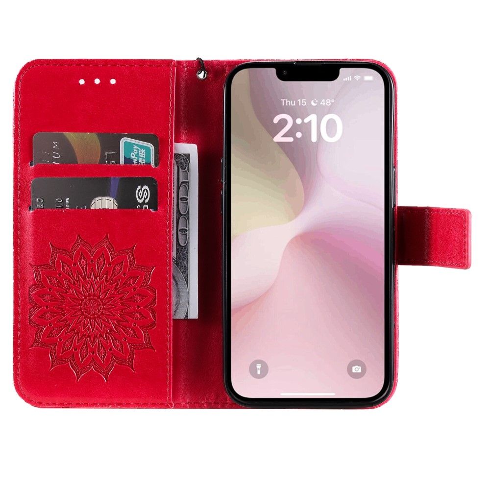 Sunflower knížkové pouzdro na iPhone 16e - červené