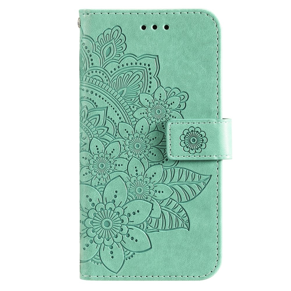 Floral knížkové pouzdro na Vivo Y36 - modrozelené
