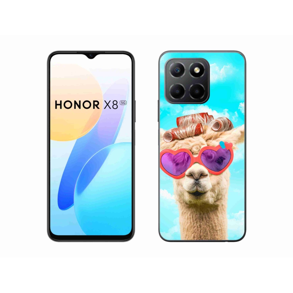 Gelový kryt mmCase na Honor X8 5G - lama s brýlemi