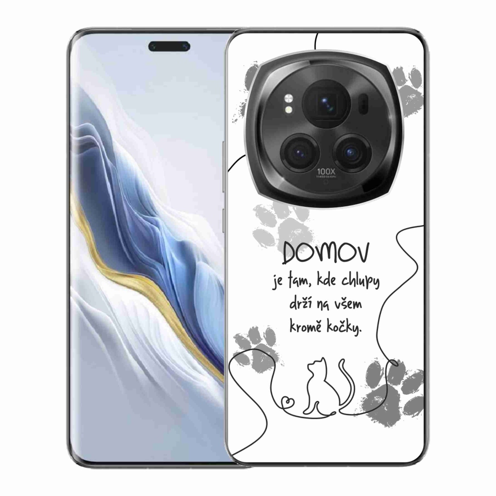 Gelový kryt mmCase na Honor Magic 6 Pro 5G - kočičí motiv bílé pozadí