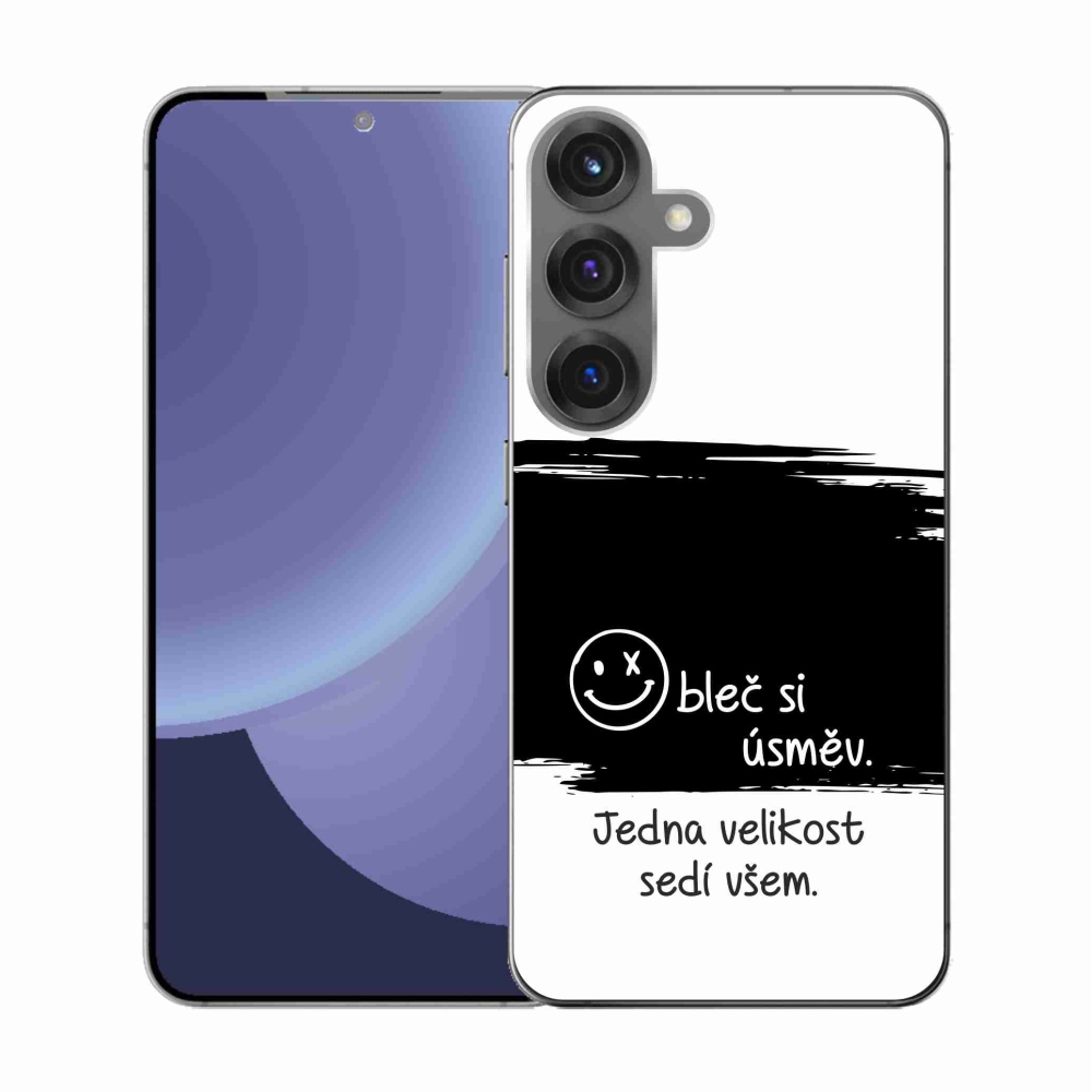Gelový kryt mmCase na Samsung Galaxy S25 - vtipný text 8 černobílé pozadí