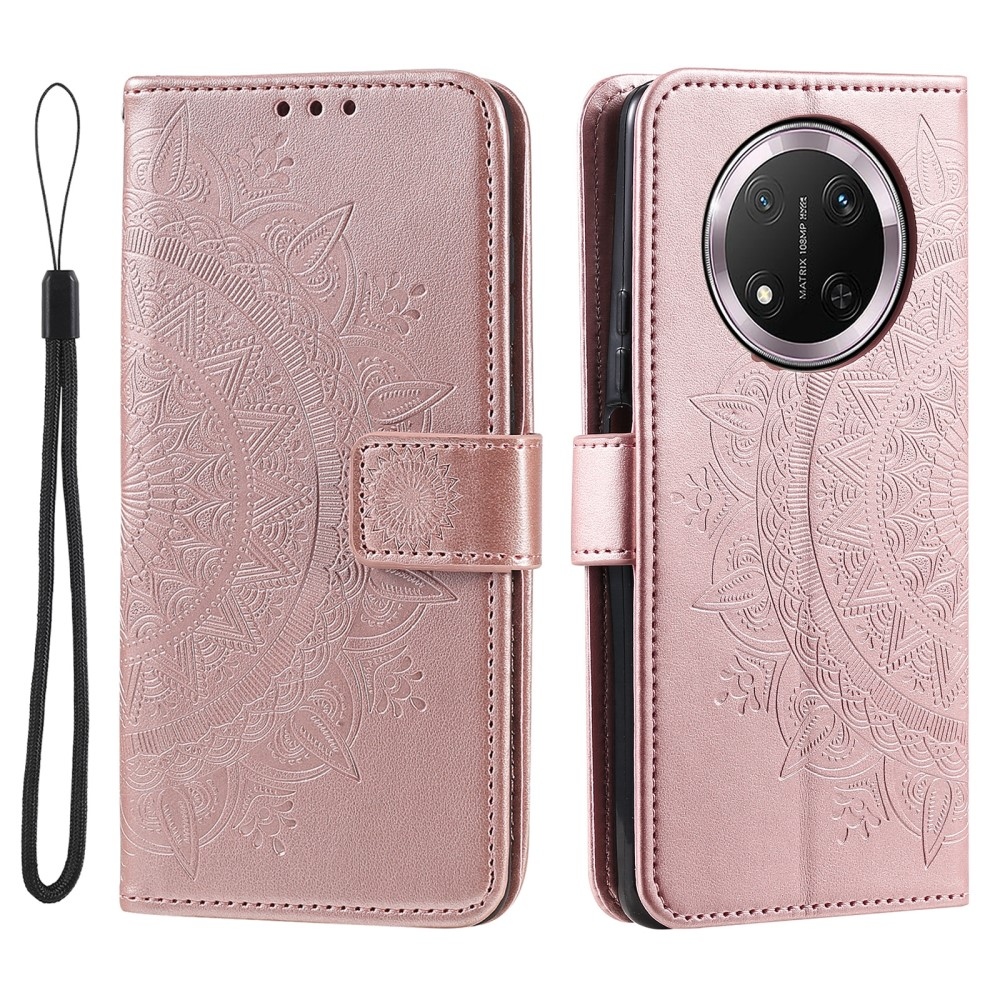 Mandala knížkové pouzdro na Honor Magic 7 Lite 5G - růžovozlaté