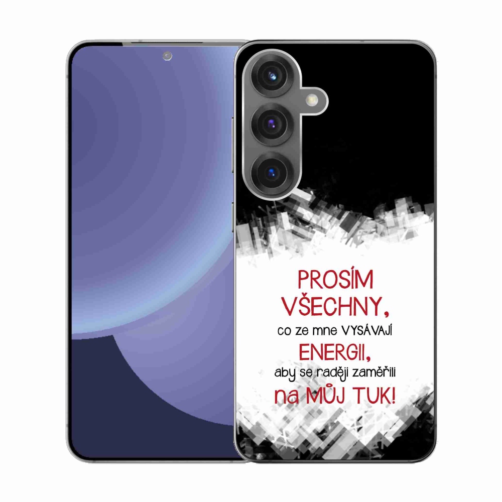 Gelový kryt mmCase na Samsung Galaxy S25 - vtipný text 1 červený