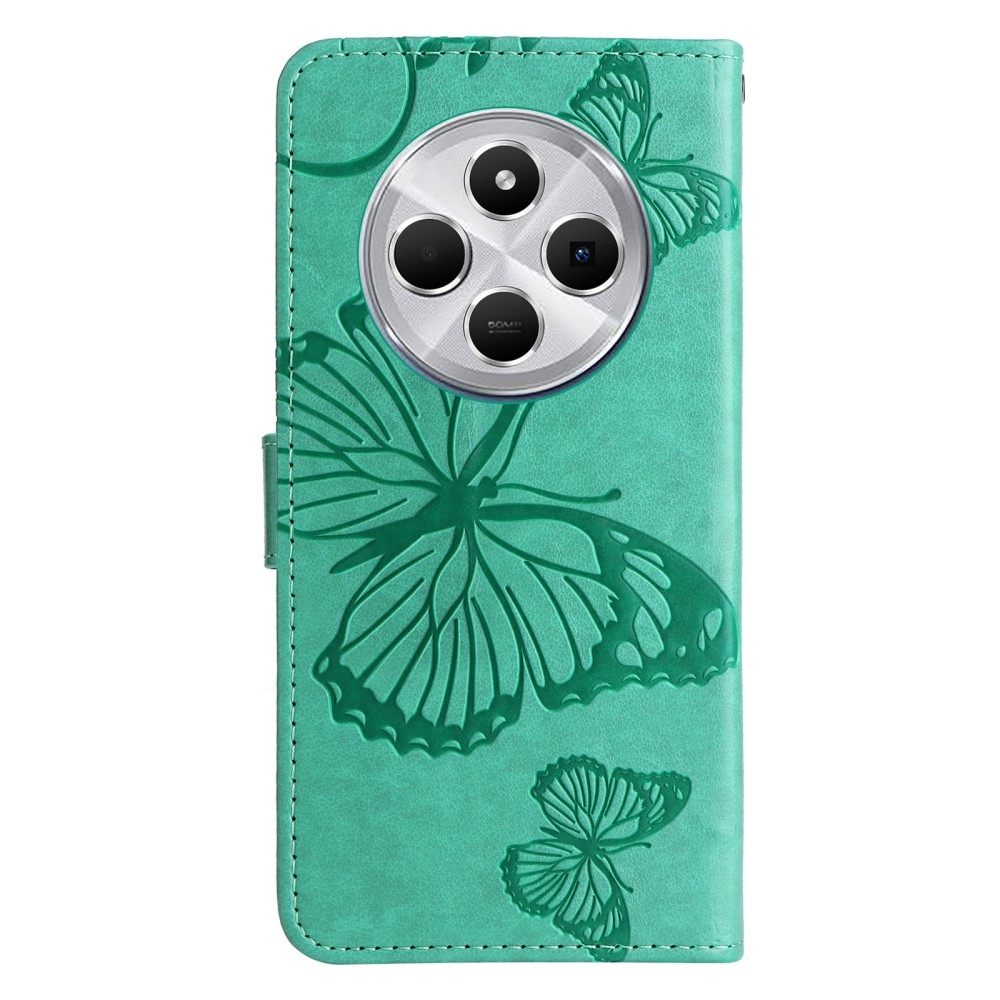 Big Butterfly knížkové pouzdro na Xiaomi Redmi 14C/Poco C75 - modrozelené