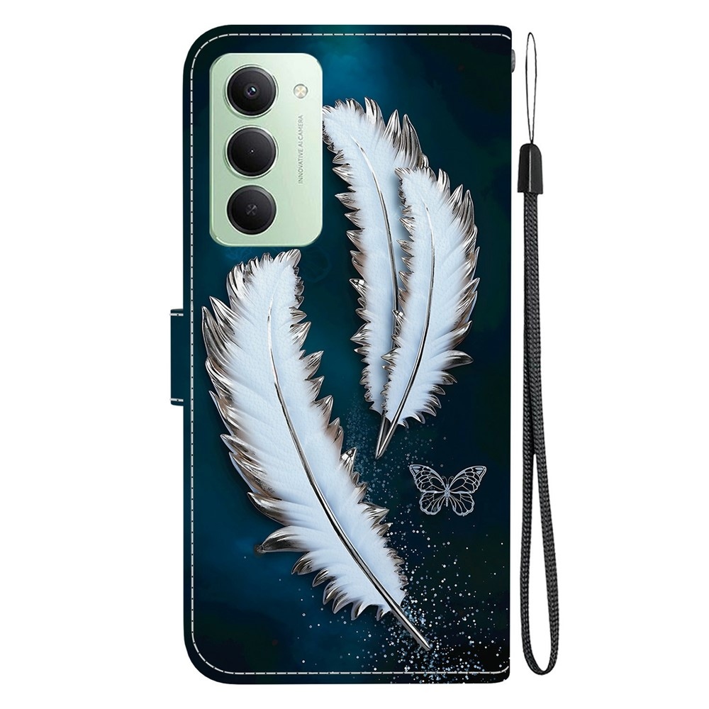 Versatile knížkové pouzdro na Xiaomi Redmi 15 4G (171mm) - bílá pírka