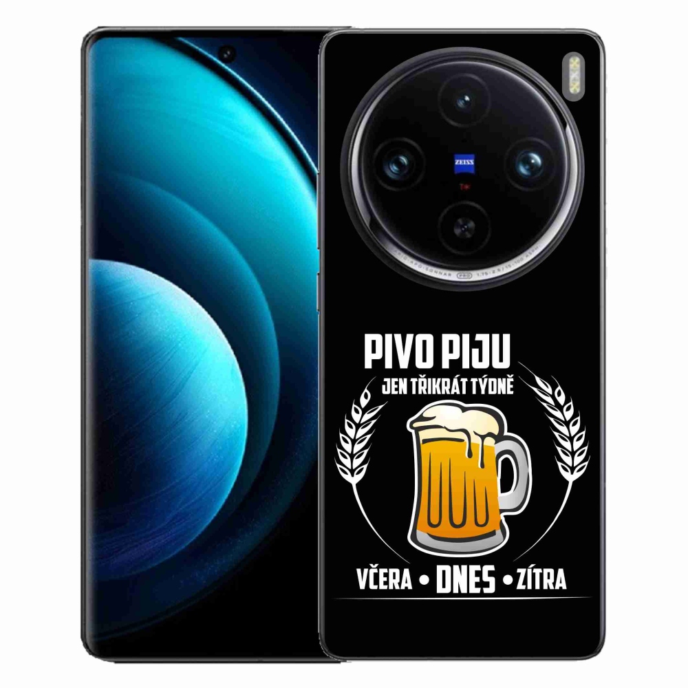 Gelový kryt mmCase na Vivo X100 Pro 5G - pivní motiv černé pozadí