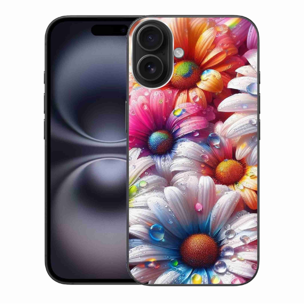 Gelový kryt mmCase na iPhone 16 Plus - barevné kopretiny