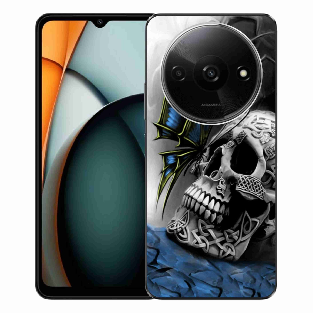 Gelový kryt mmCase na Xiaomi Redmi A3 - motýl a lebka