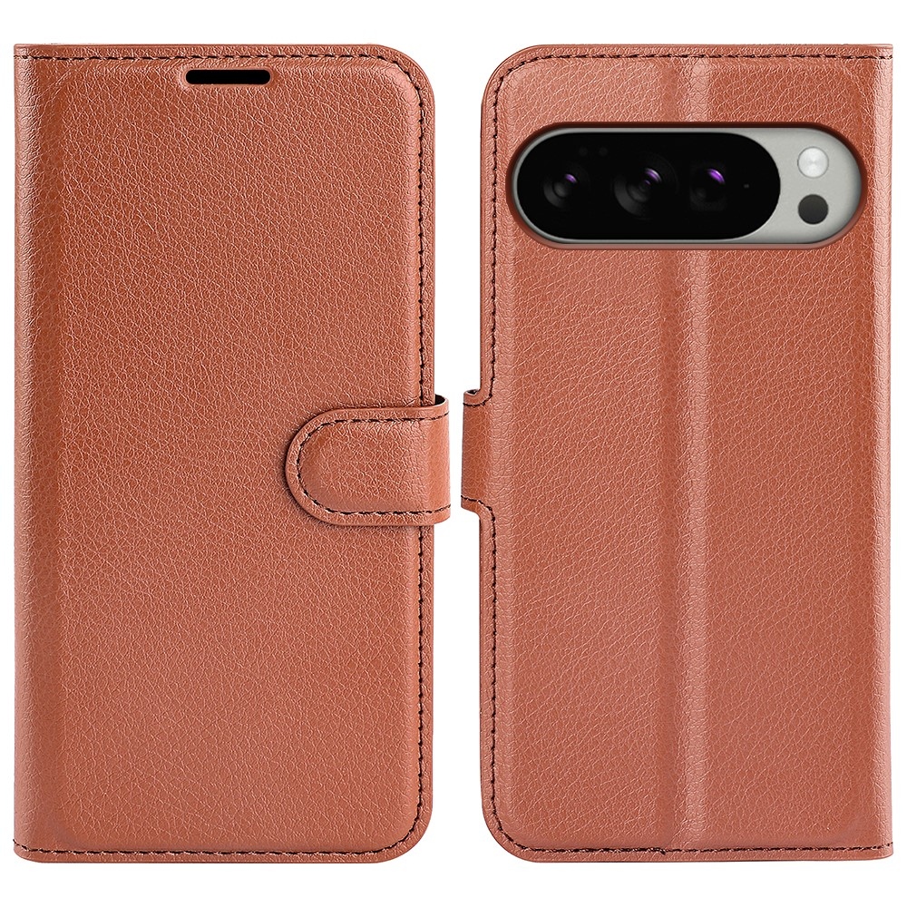 Litchi knížkové pouzdro na Google Pixel 10 Pro XL - hnědé