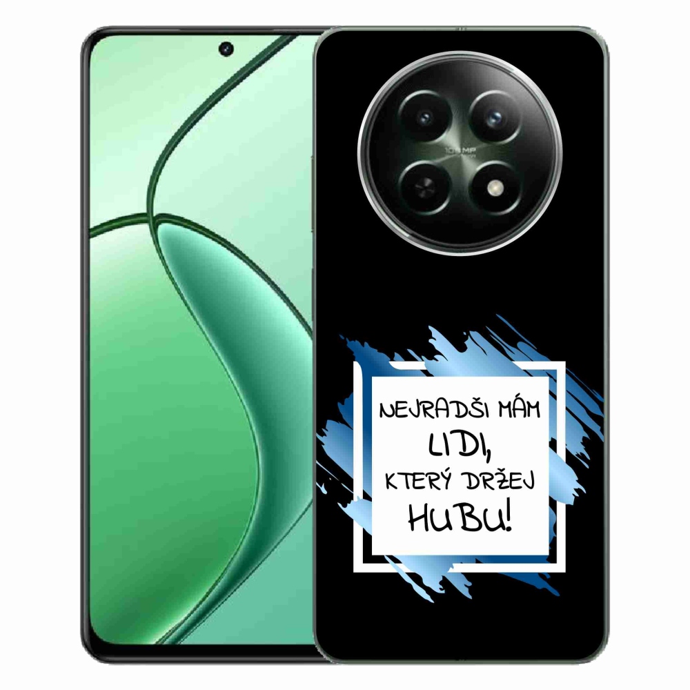 Gelový kryt mmCase na Realme 12 5G/12x 5G - vtipný text 7 bíločerné pozadí