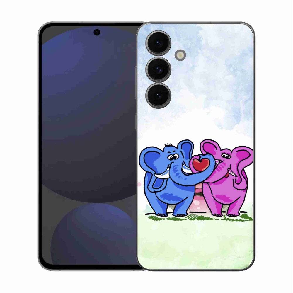 Gelový kryt mmCase na Samsung Galaxy S25 FE - zamilovaní sloni