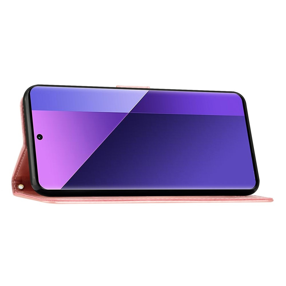 Flowers knížkové pouzdro na Xiaomi Redmi 14C/Poco C75 - růžovozlaté